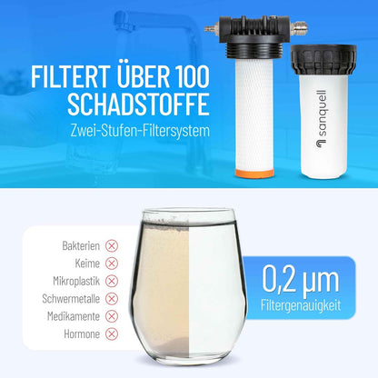 Premium waterfilter voor ondertafel – Onderbouw waterfilter, waterfilterbehuizing, ondergootsteen filter, waterfiltersysteem – 8 liter/minuut – Filtert 100+ stoffen