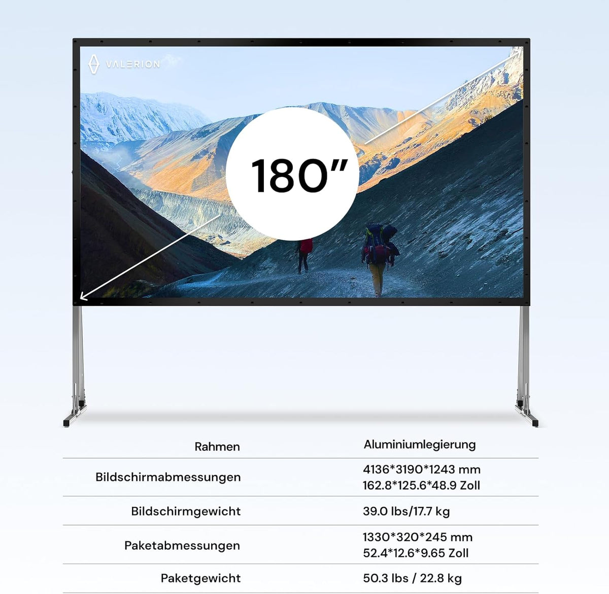 180" Outdoor Camping Draagbare Vouwende Matte White Screen