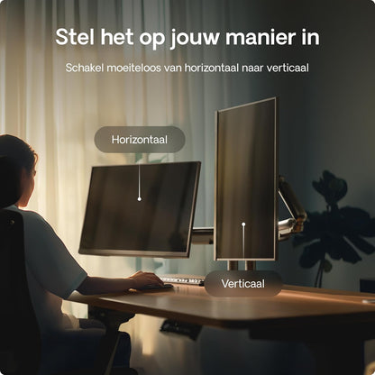 Desktronic Dual Monitor Bracket, Up to 34" & 8kg, 360° Rotation, Height Adjustable, Sturdy, Easy Installation, For Large Screens, Ergonomic Design, Compatible with All VESA 75/100, Black - QUORE