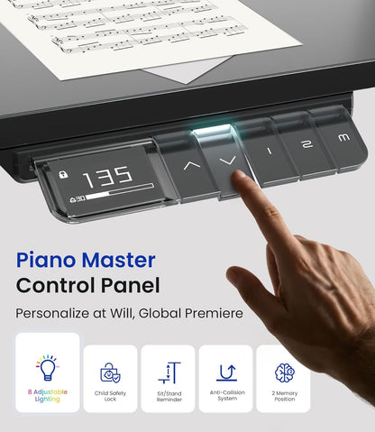 MAIDeSITe T2 Pro Max Elektrisch in hoogte verstelbaar bureauframe, 135 cm in hoogte verstelbaar tafelframe, dubbele motor, draagvermogen 160 kg met Piano Master Control-systeem en