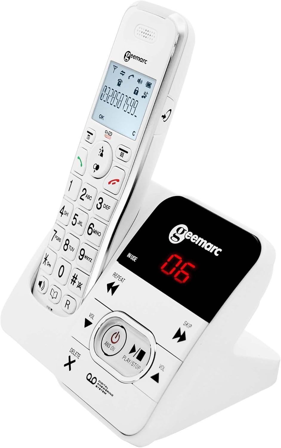 Geemarc Pack Mobility - Duo van Draadloze Telefoons met Versterker, Antwoordapparaat en Grote Persoonlijke Fototoetsen voor Ouderen - Laag of Matig Gehoorverlies