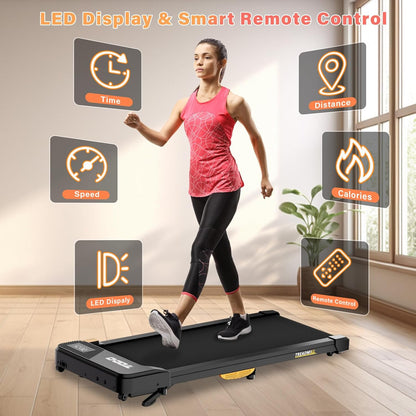 TODO Walking Pad, loopband voor thuis met helling, loopband, bureau, 1-6 km/u, elektrische loopband voor kantoor met afstandsbediening en apps-bediening, 2,5 pk motor, lcd-display