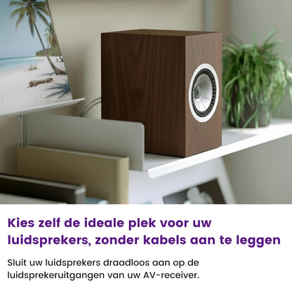 Draadloze luidsprekerverbinding – Voor plafondluidsprekers en hifi-speakers – Draadloze speaker set – Audio set – Speaker zender ontvanger – Draadloze audioverbinding – Geïntegreerde versterker – Cd-kwaliteit audio