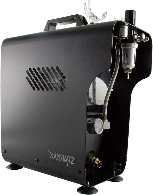 Zuigercompressor – Airbrushcompressor – Compressor zonder olie – Luchtcompressor – Mini compressor – Olievrij en onderhoudsvriendelijk – Dubbele aansluitingen met lange slangen
