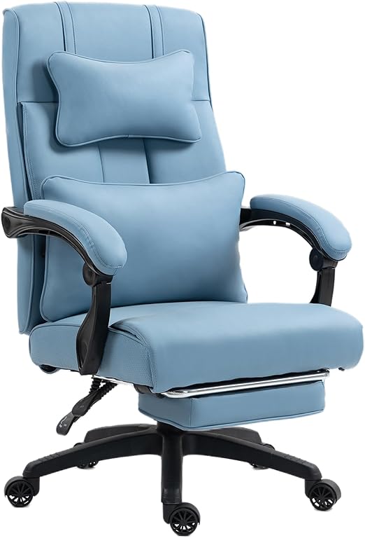 Dowinx Director Chair, Ergonomic with Footrest, Adjustable Lumbar Support and Headrest, Ergonomic Office Chair, Swivel Chair, High Back Computer Chair, 150 kg (Blue) - QUORE
