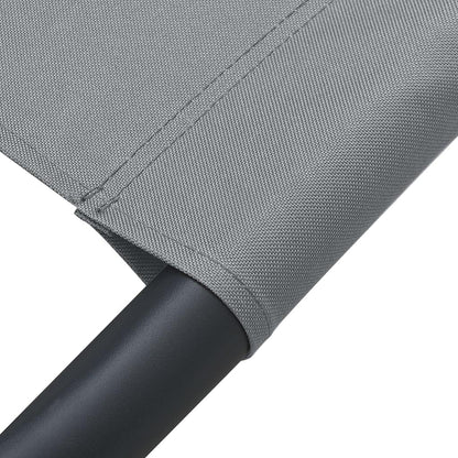 Sunbath, Outdoor Lounger with Awning and Cushion, Grey, Recliner Chair, Beach Lounger, Relax Chair for Garden, Patio, Balcony, Camping - QUORE