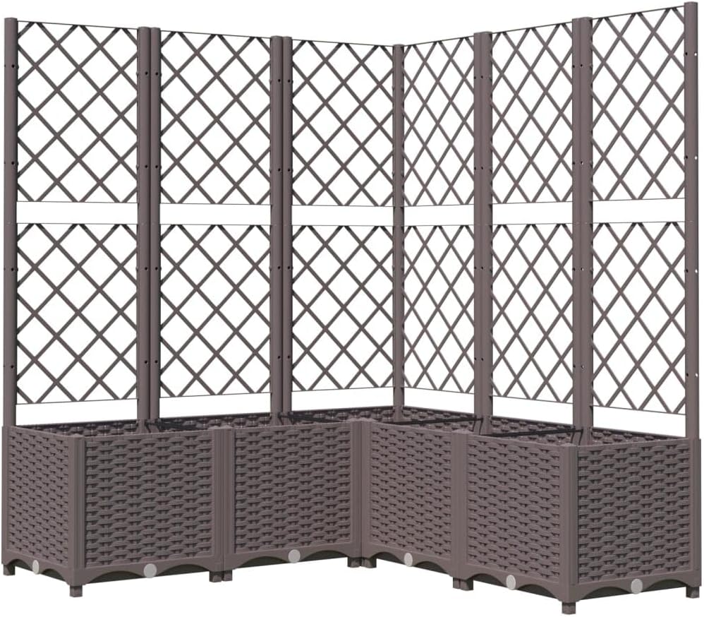 Gecheer Corner Planter with Trellis Polypropylene Brown 120 x 120 x 136 cm with Trellis - QUORE