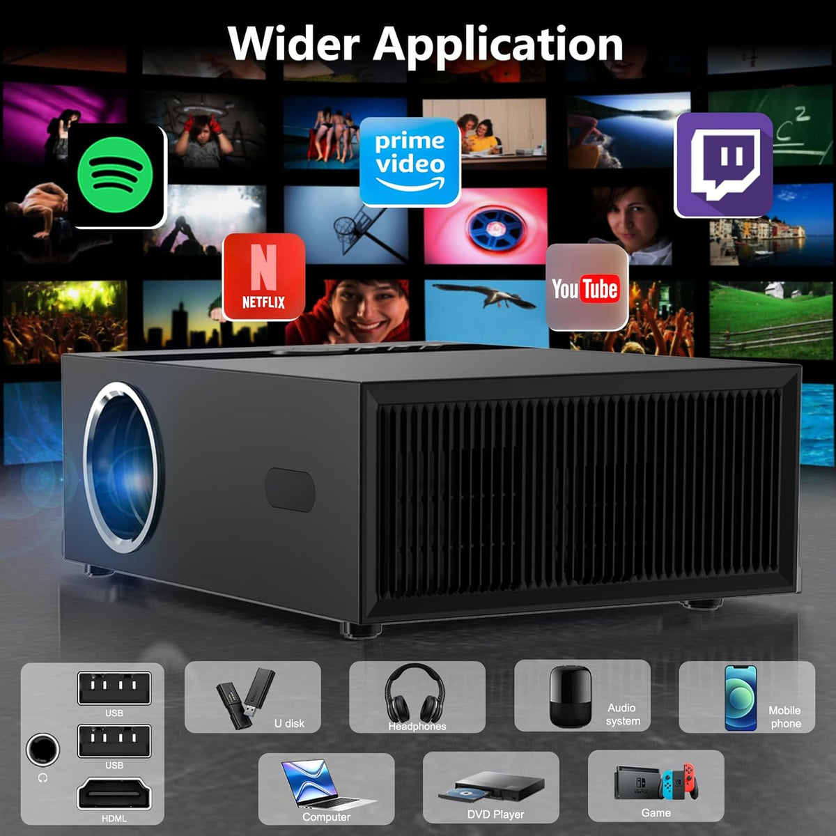Projector 4K【Netflix Gecertificeerd & Google TV】Draagbare Beamer【8K Ondersteuning & 1080P Native】Slimme Projector met Dolby Audio, Video Projector met WiFi/Bluetooth voor Home Cinema,Buiten