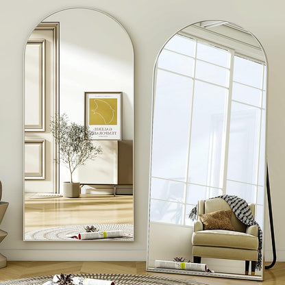 BEAUTYPEAK Bogen full-body spiegel, 180 x 76 cm, gebogen staande spiegel, groot in volledige lengte, aan de muur gemonteerd, leunend, vloerspiegel, volledig lichaam als aankleedspiegel