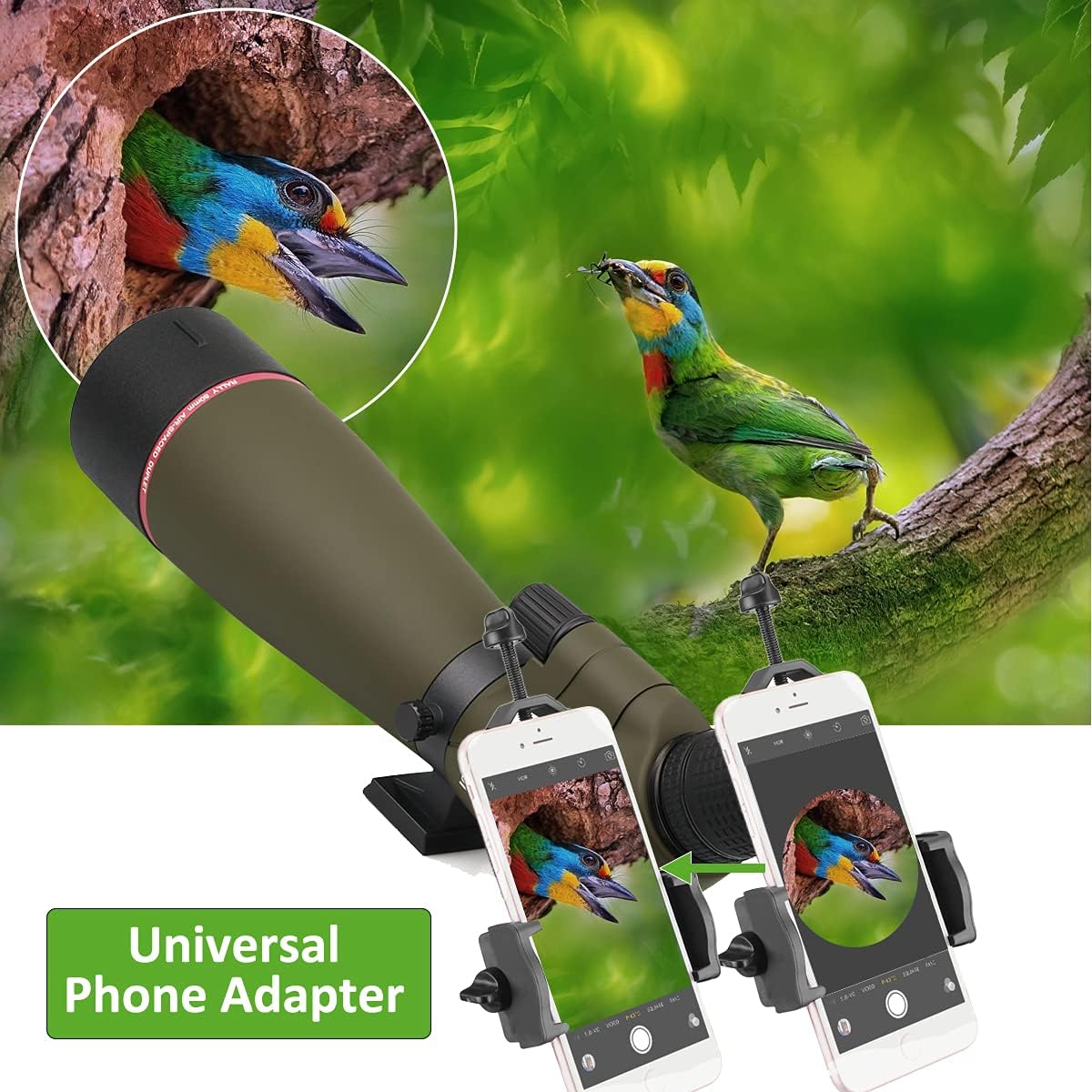 Svbony SV13 Spotting Scope 20-60x80 Waterdichte Nevelvrij Monoculair HD FMC Optiek 45 Angled Oculair Spotting Scope met Telefoon Adapter voor Vogels kijken Schieten Schietschieten