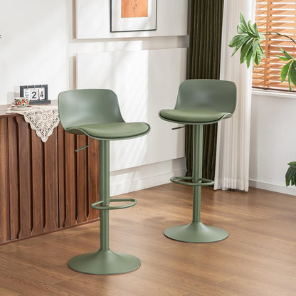 YOUNIKE Barkruk groene barstoelen set van 2, bar kruk in hoogte verstelbare draaistoel, keukenstoelen toonstoel met rugleuning, hoge barkruk voor bar keuken