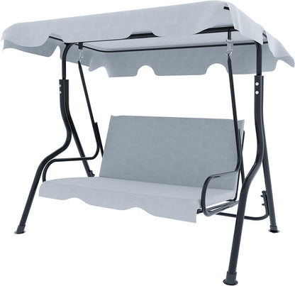 Schommelbank 3-zits met verstelbaar zonnedak, gevoerd kussen, robuust frame van gelakt staal, voor buiten, tuin, balkon, terras, zwembad, 170 x 110 x 153 cm (grijs)