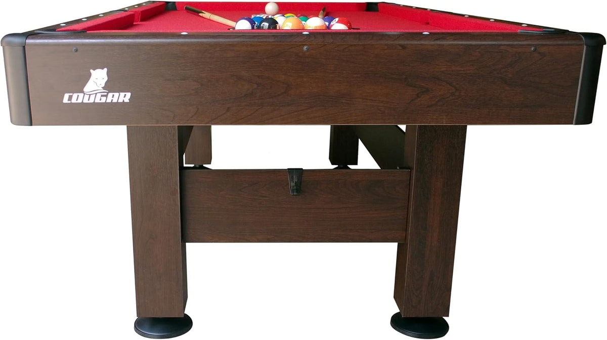 Cougar Saphir Pool Table 7ft in Brown & Red | Height Adjustable & Incl. Accessories | Indoor Billiard Table for Children & Adults - QUORE