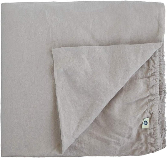 Linen & Cotton Zacht en Gezellig Hoeslaken met Elastische Band Alicia - 100% Gewassen Linnen, Grijs (90 x 190 cm) Beddengoed Beddenlaken Laken Single Twin Eenpersoons Bed Hoge Matras Winter Zomer