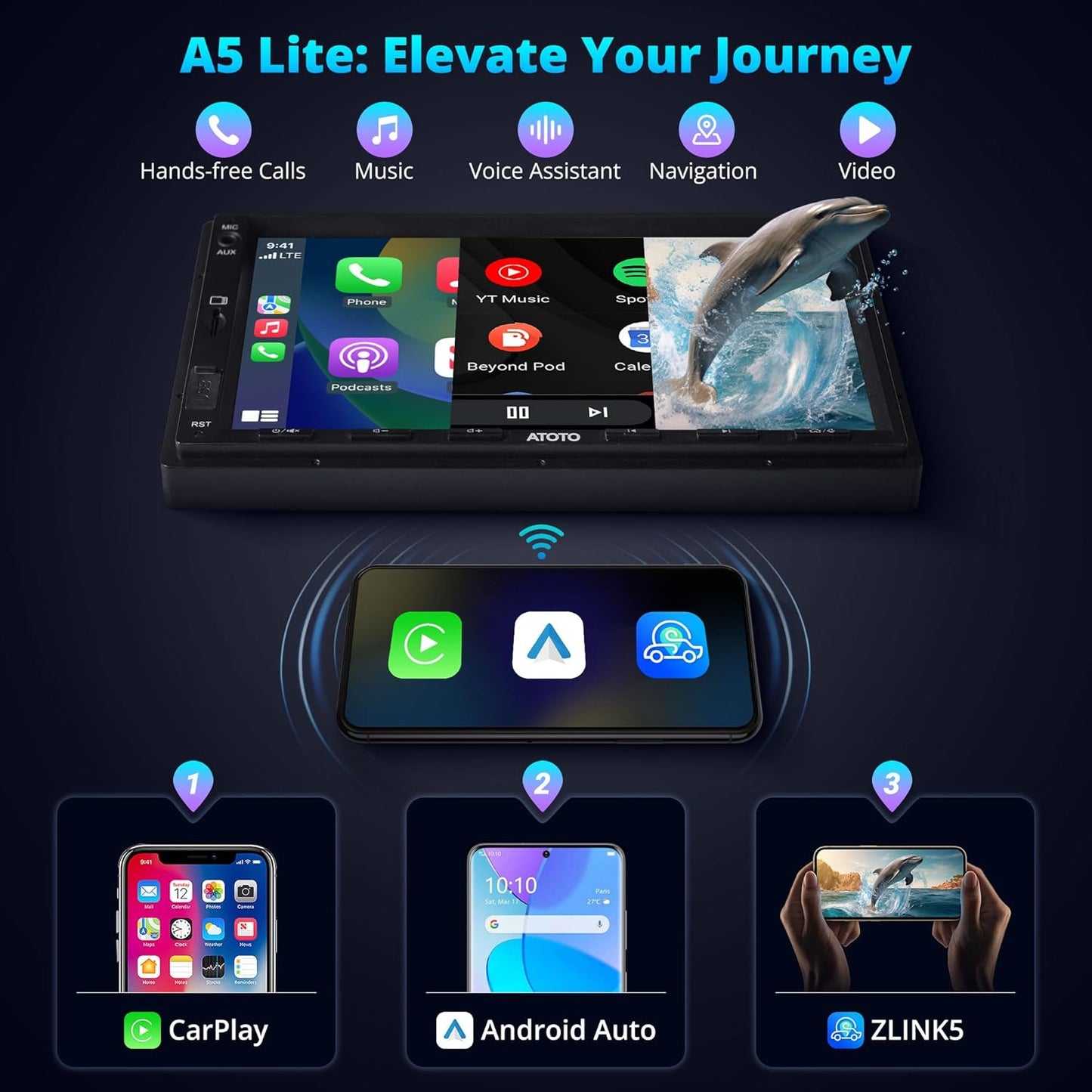Android Autoradio 2 DIN – Multimedia Autoradio – Auto Stereo – Navigatie Systeem – Touchscreen Radio – 7 Inch Scherm – Draadloze CarPlay & Android Auto – 1080P DVR Camera