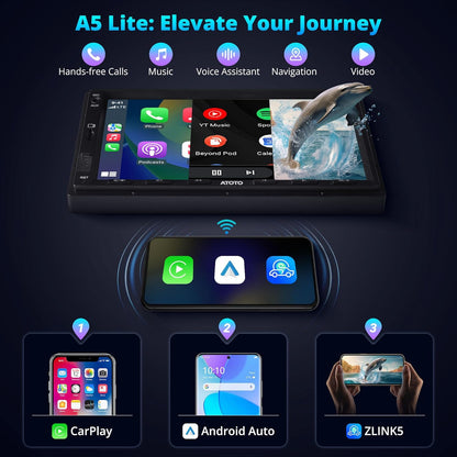 Android Autoradio 2 DIN – Multimedia Autoradio – Auto Stereo – Navigatie Systeem – Touchscreen Radio – 7 Inch Scherm – Draadloze CarPlay & Android Auto – 1080P DVR Camera
