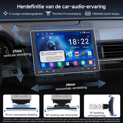 10,1 inch 2 DIN & 1 DIN Adaptieve Autoradio, Draadloze CarPlay & Android Auto, WiFi/BT/USB Tethering, 24-bands EQ, Achteruitrijcamera, HD LRV, 2G+32G