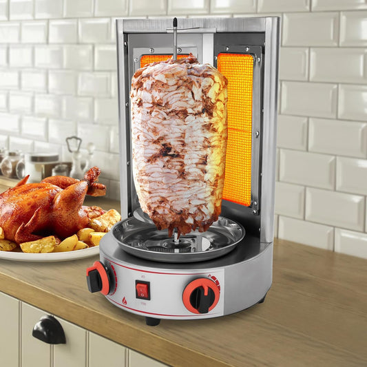 CG-25Q Electric Vertical Rotisserie with Gas Kebab Machine 4.3 kW Stainless Steel Table Grill Kebabs Stainless Steel Table Grill Kebab Grill Kebab Grill - QUORE