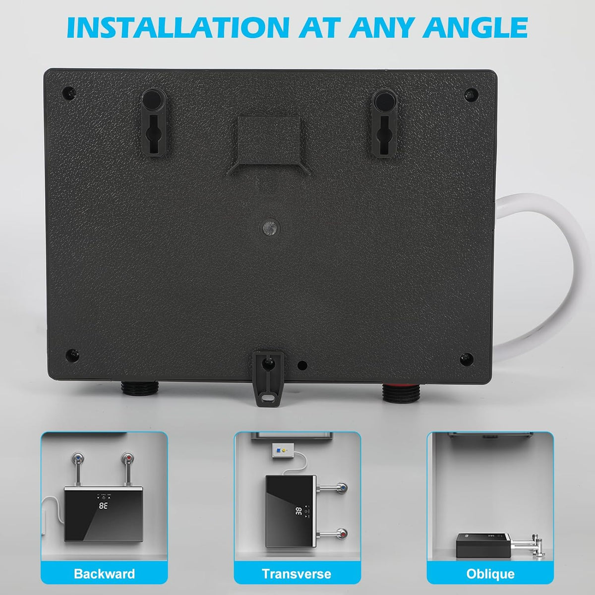 Ownant Mini-doorstroomboiler, elektrische doorstroomboiler, 5500 W, 220 V, mini-instant boiler, doorstroomboiler, tank voor badkamer, keuken (zwart, 5500 W met doucheset)