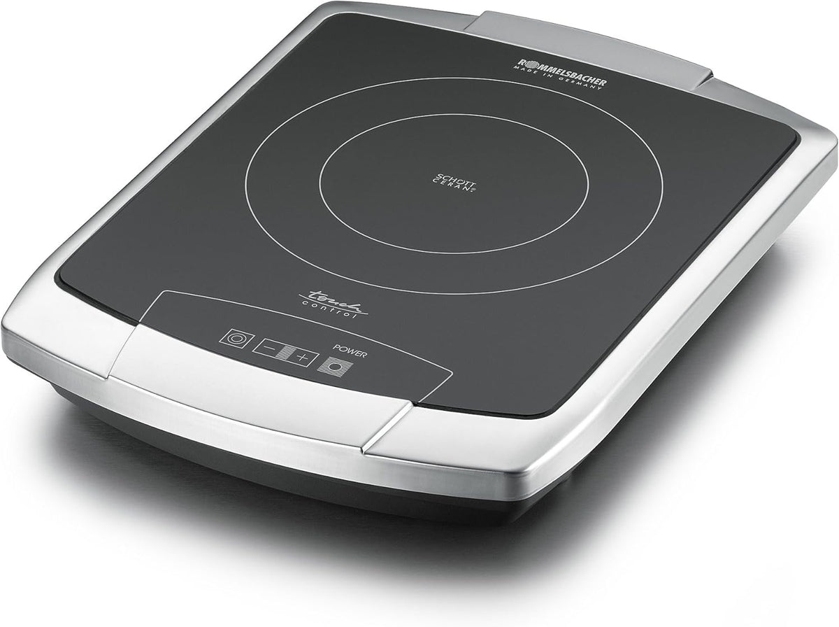 Enkele Kookplaat – Elektrische Kookplaat – Kookplaat Glaskeramisch – Kookplaat HiLight – Koken – Geborsteld RVS – Twee Cirkel Verwarming – 2200 Watt – Touch Bediening
