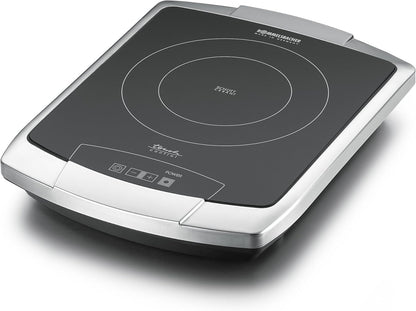 Enkele Kookplaat – Elektrische Kookplaat – Kookplaat Glaskeramisch – Kookplaat HiLight – Koken – Geborsteld RVS – Twee Cirkel Verwarming – 2200 Watt – Touch Bediening