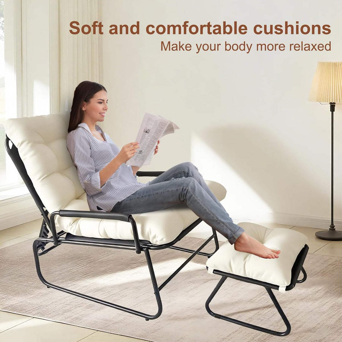 Relaxfauteuil – Relaxstoel – Tv-fauteuil – Verstelbare Zetel – Leunstoel Met Voetenbank – Verstelbare Rugleuning – Stevig Metalen Frame – Ruime Afmetingen 83x74x130 cm