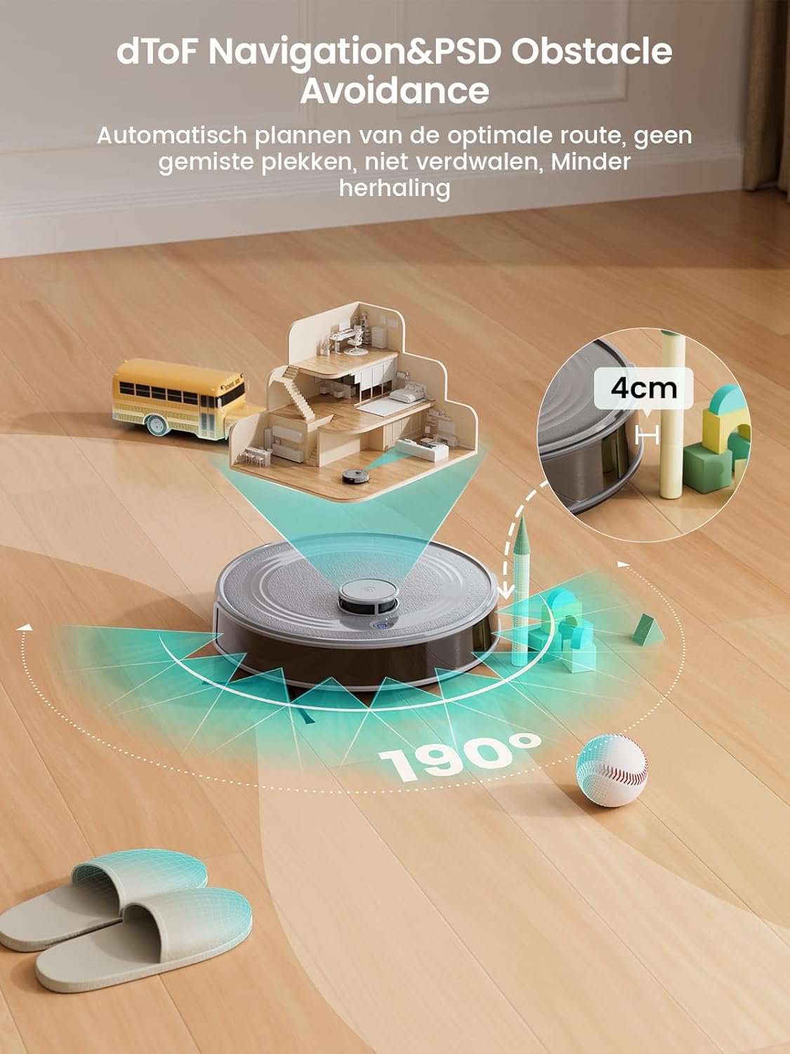 Robotstofzuiger – Stofzuigrobot – Automa­tische Stofzuiger – Slimme Reinigingsrobot – Laser Navigatie – 6000 Pa Zuigkracht – 240 Min Batterijduur