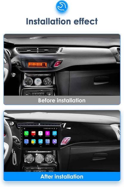Android 13 autoradio voor Citroen C3 DS3 2010-2016 8-core 4G+32G GPS Navi met draadloze carplay Android Auto Bluetooth DAB WiFi 4G Mirror Link Achter/vooraan camera -zwart