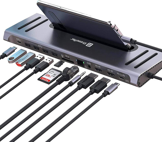 Support macbook type c xtrememac station hub 13 connecteurs gris