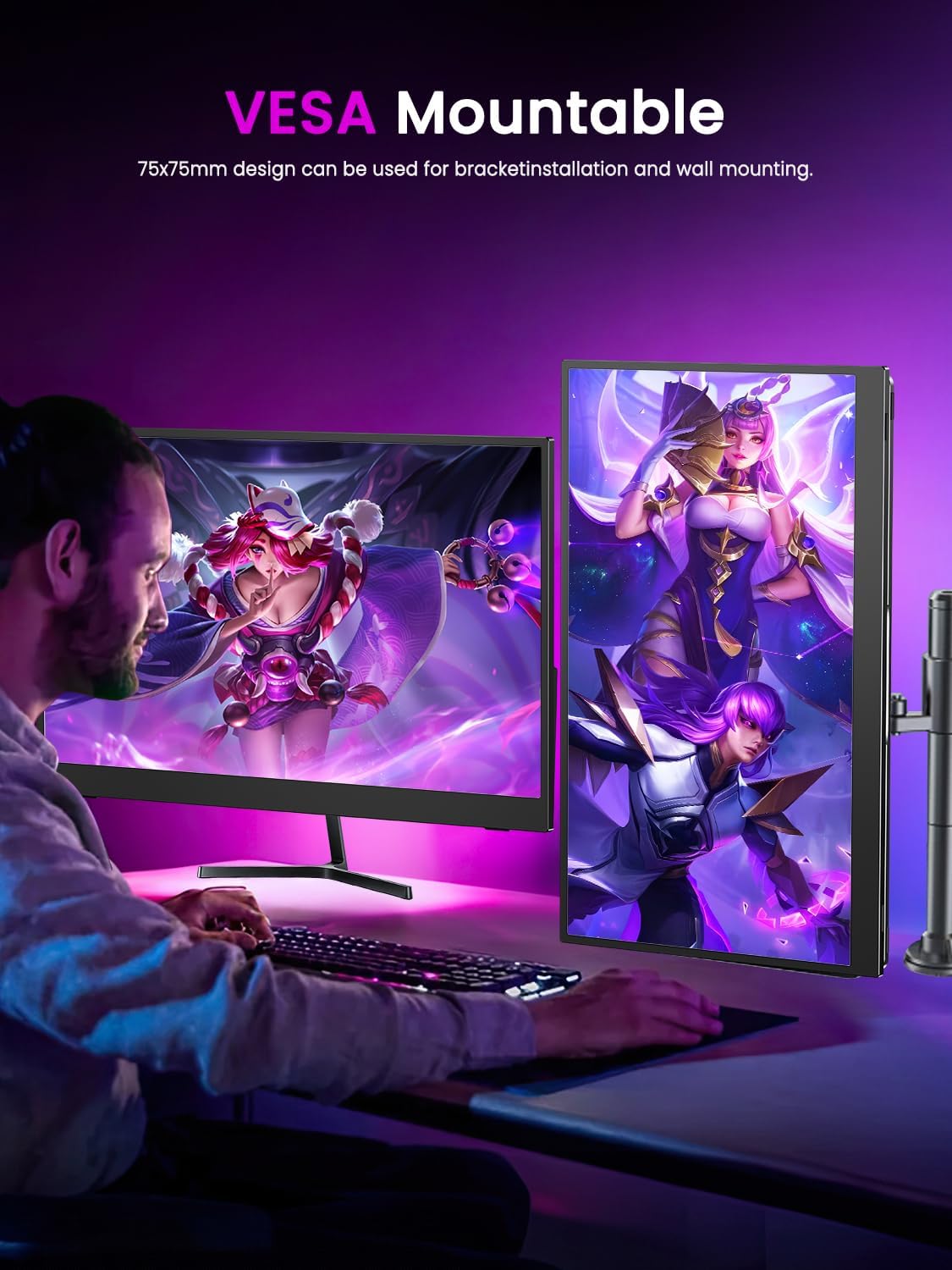 UPERFECT 17.3 Inch 4K QLED Draagbare Monitor 100% AdobeRGB 1500:1 500 Nits Oogverzorging Mat Scherm met Geïntegreerde Beugel mini HDMI USB C voor Laptop MacBoo Xbo PS4/5, Reismonitor VESA-compatibel