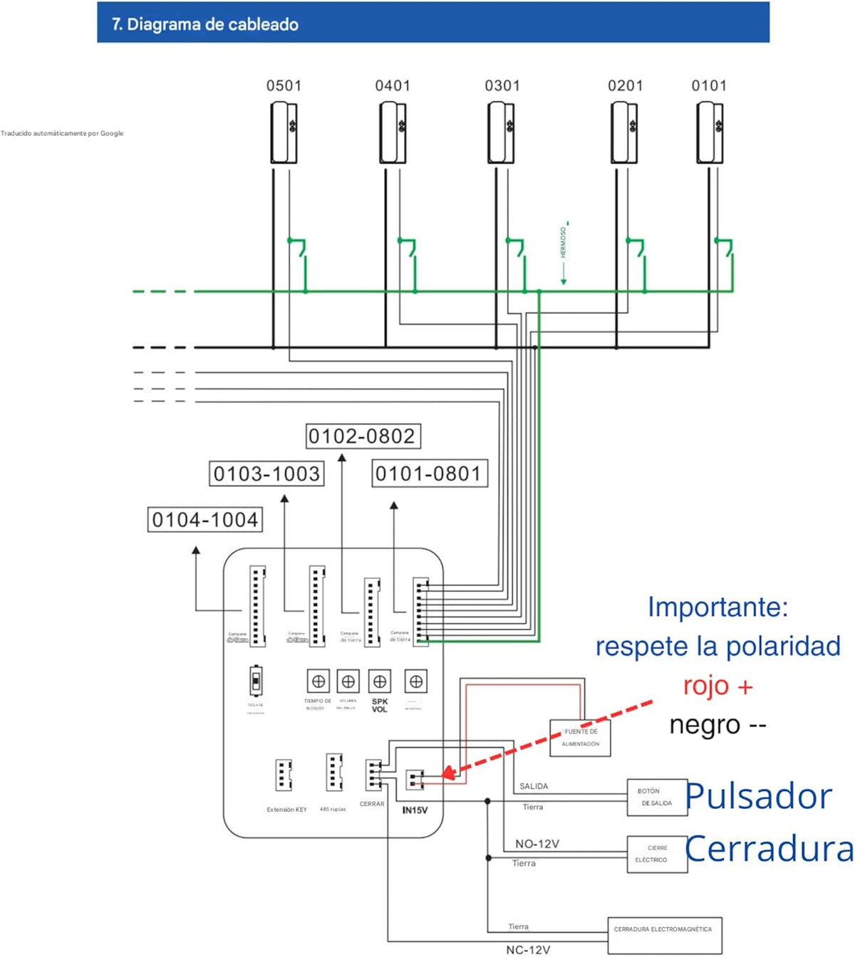 Deurintercom, 2 draden, Vandaalbeveiliging, met RFID-lezer, compleet met telefoons, stroomvoorziening | zeer eenvoudig te installeren. Installatie of oppervlak (16 appartementen)