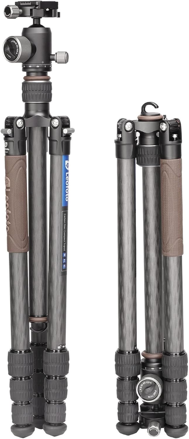 Carbon statief met kogelkop – Fotostatief – Camera statief – Driepoot – Reisstatief – Max. hoogte 161 cm – 10 laags carbon, draagvermogen 8 kg