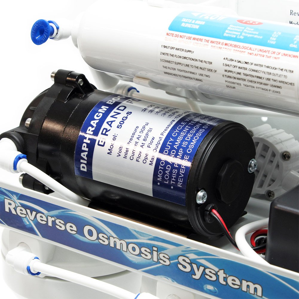 Naturewater 5-traps waterfilter 180 l/dag, filter met omgekeerde osmose, osmosefilter met opvoerpomp en handmatig ventiel, filter voor schoon water met omgekeerde osmosesyseem