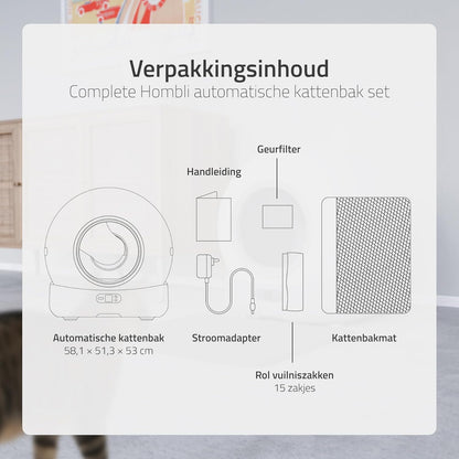 Hombli Slimme kattenbak met automatische zelfreiniging, uv-sterilisatie, gezondheidsbewaking, camera, compatibel met Alexa en Google