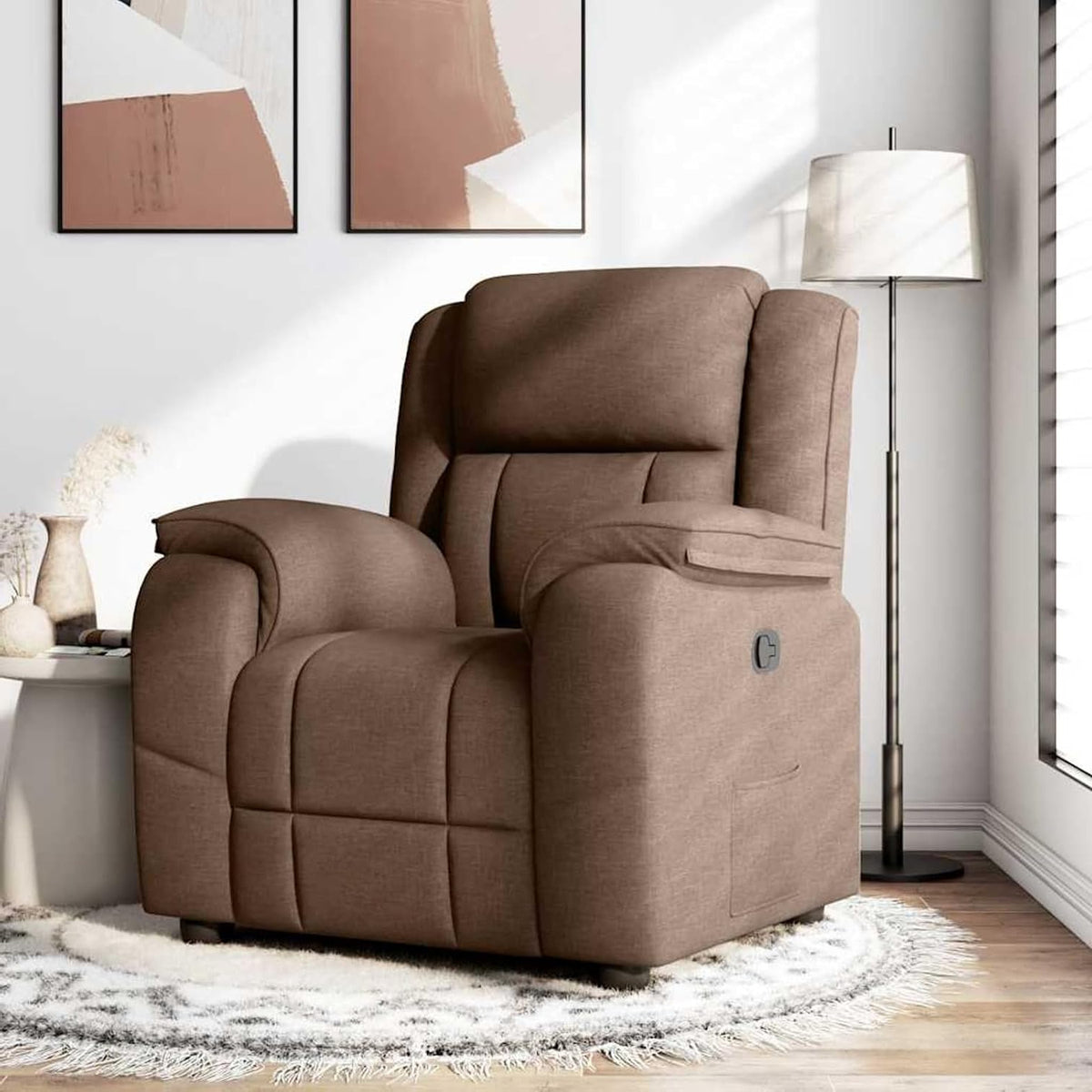 Gecheer Recliner Chair Brown Fabric TV Chair with Reclining Function, Manual Reclining Function - QUORE