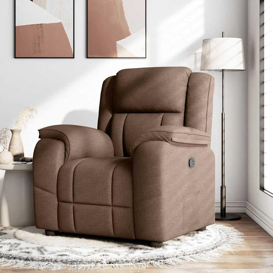 Gecheer Recliner Chair Brown Fabric TV Chair with Reclining Function, Manual Reclining Function - QUORE