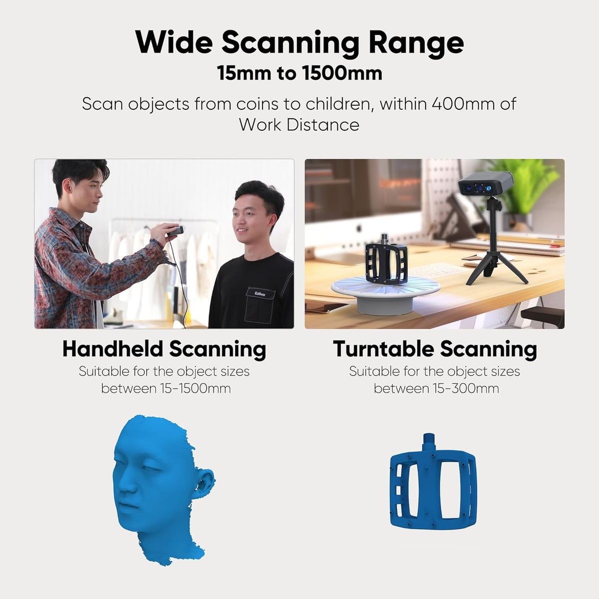 3D-scanner met 0,03 mm nauwkeurigheid, 0,07 mm resolutie, 24-bits kleurencamera, anti-shake lenzen, compatibel met Windows/MacOS, draagbare 3D-scanner voor 3D-printen [3DMakerpro Moose Premium Kit]