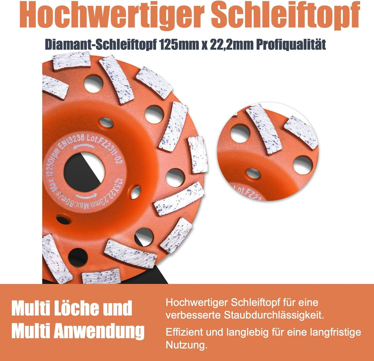 FANZWORK Betonschuurmachine, 1010 W, met telescoopstang tot 1,20 m, inclusief diamantslijpkop van 125 mm en draagtas, instelbare snelheid, ideaal voor het gladmaken van beton