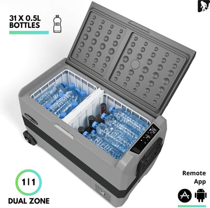 Yeticool TX50 Elektrische compressorkoelbox, dual-zone, app-besturing via Bluetooth, 12/24 V en 230 V, voor auto, vrachtwagen, boot