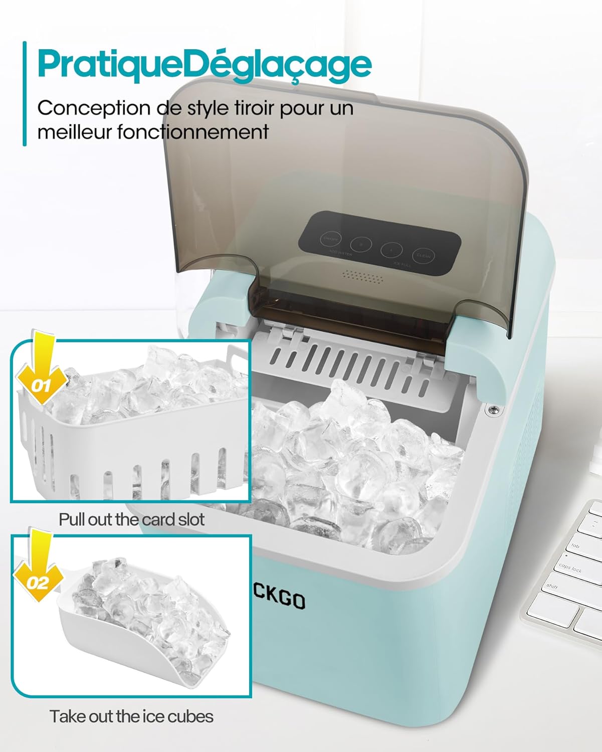 IJsblokjesmachine – IJsblokjesmaker – IJsblokjesapparaat – IJscryomachine – IJsdispenser – Wifi-App Bediening – Zelfreinigend – 15 kg IJs per 24 uur – 9 IJsblokjes in 6-10 Minuten