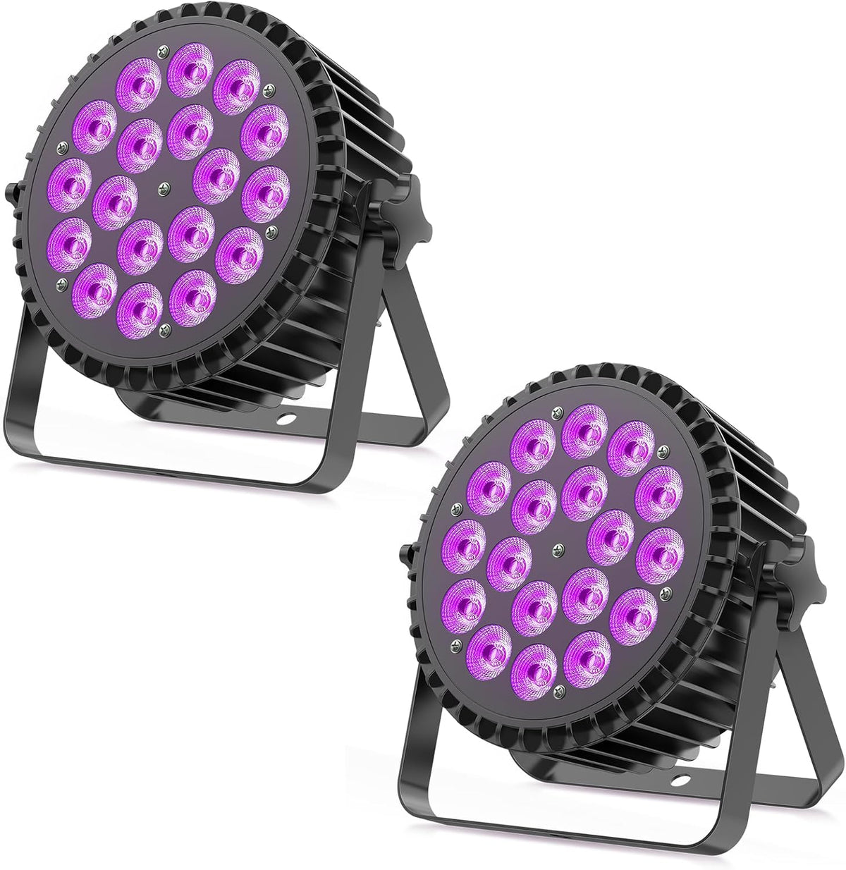 2 stuks RGBWA UV Par LED-spots, 200 W, 18 leds, podiumverlichting met D MX 7/10 CH en stroboscoopverlichting, discolicht voor party, DJ, bar, club, bruiloft, show, Kerstmis, Halloween
