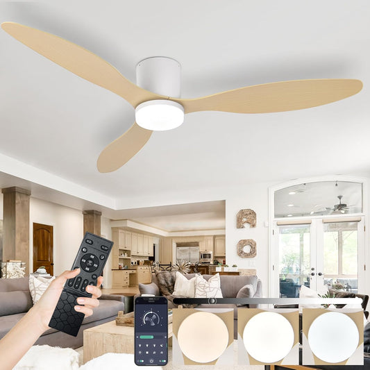Grote Plafondventilator Met Verlichting En Afstandsbediening Voor De Slaapkamer, Moderne Plafondventilator Voor Binnen Met Lampen, 6-snelheden Stille DC-motor, Geheugenfunctie Dimbare Led-52in