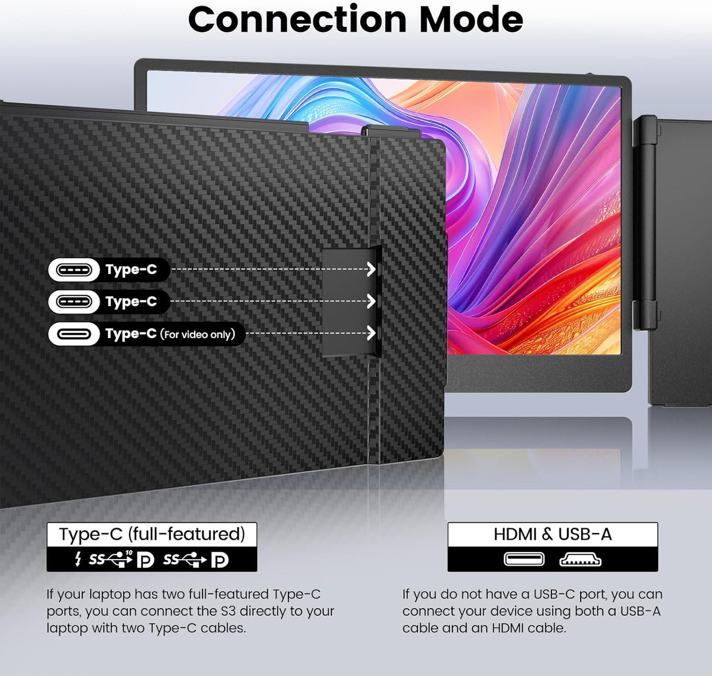 KEFEYA Laptop Screen Extender, 14.1" FHD 1080P IPS Portable Monitor with Sturdy Metal Kickstand, Works for Windows/Chrome/Mac/switch/PS5