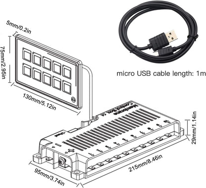 Bedieningsschakelpaneel, 10P Membraanbediening Schakelpaneel Bluetooth APP-bediening met Achtergrondverlichtingsmodule LED Touch Ingebouwde PPTC voor RV-boot