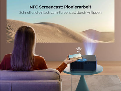 Beamer 4K met Android TV 12.0, Sound by JBL, Dolby audio, NFC, autofocus, automatische trapeziumcorrectie, WiFi6, Bluetooth, YABER K2s 1000 ANSI 1080p full HD-beamer, thuisbioscoop, outdoor, 300 inch