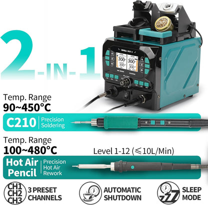 YIHUA 992D-II 2-IN-1 precisiesoldeerstation en heteluchtpin herwerkstation