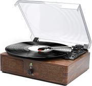 Platenspeler - Geïntegreerde Luidsprekers - Vintage Fonograaf - met Bluetooth-Riemaandrijving - 3 snelheden - voor Muziekgenot - Woondecoratie - Hout - Koffie