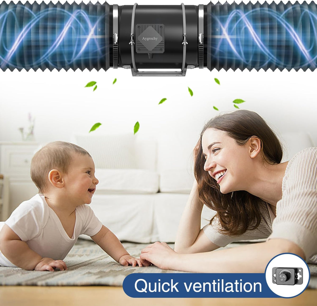 Regelbare buisventilator 200 mm – Afzuigventilator, afvoerventilator, kanaalventilator, inline ventilator – EC-motor, 935 m³/uur