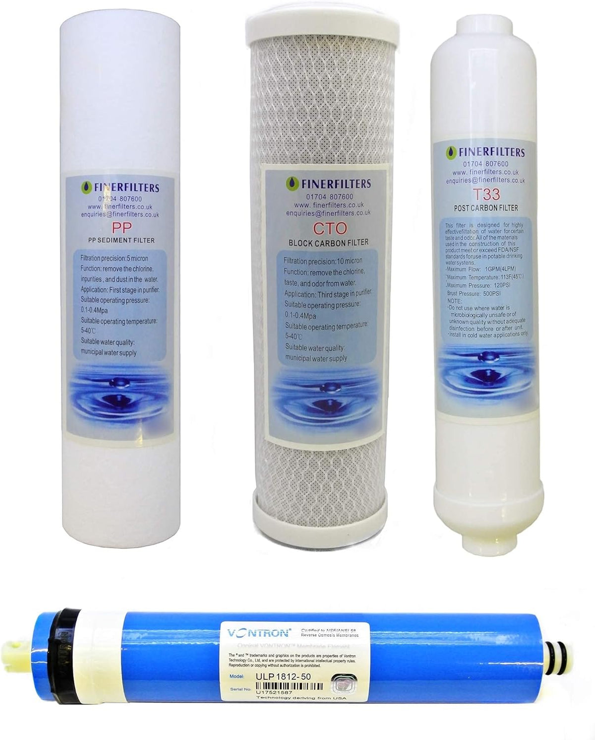 Finerfilters Reverse Under-Sink Osmosis Filter System (50 GPD) for Home, Removes Up to 99% of Contaminants for Optimal Drinking Water (4 Steps) - QUORE