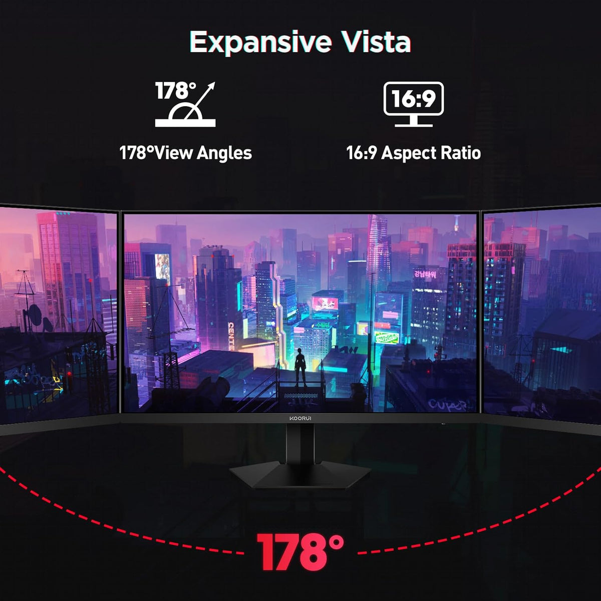 KOORUI G2421V 24 Inch Gaming Monitor,180Hz, IPS, QHD 1440P, 1ms, Adaptive Sync, VESA Mountable, HDMI/DP, Low Blue Light, 99% SRGB - QUORE